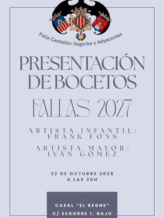 🎨 Presentación de Bocetos, Falla Castellón, Segorbe y Adyacentes.