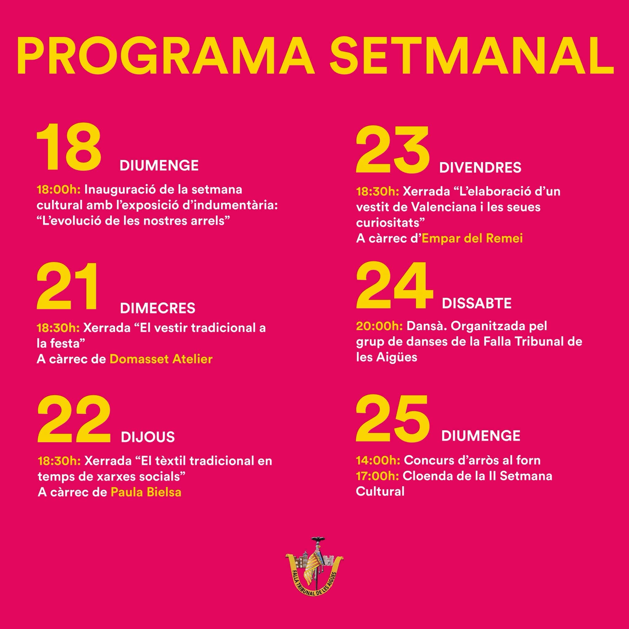 📚 Semana Cultural Falla Tribunal De Les Aigües.