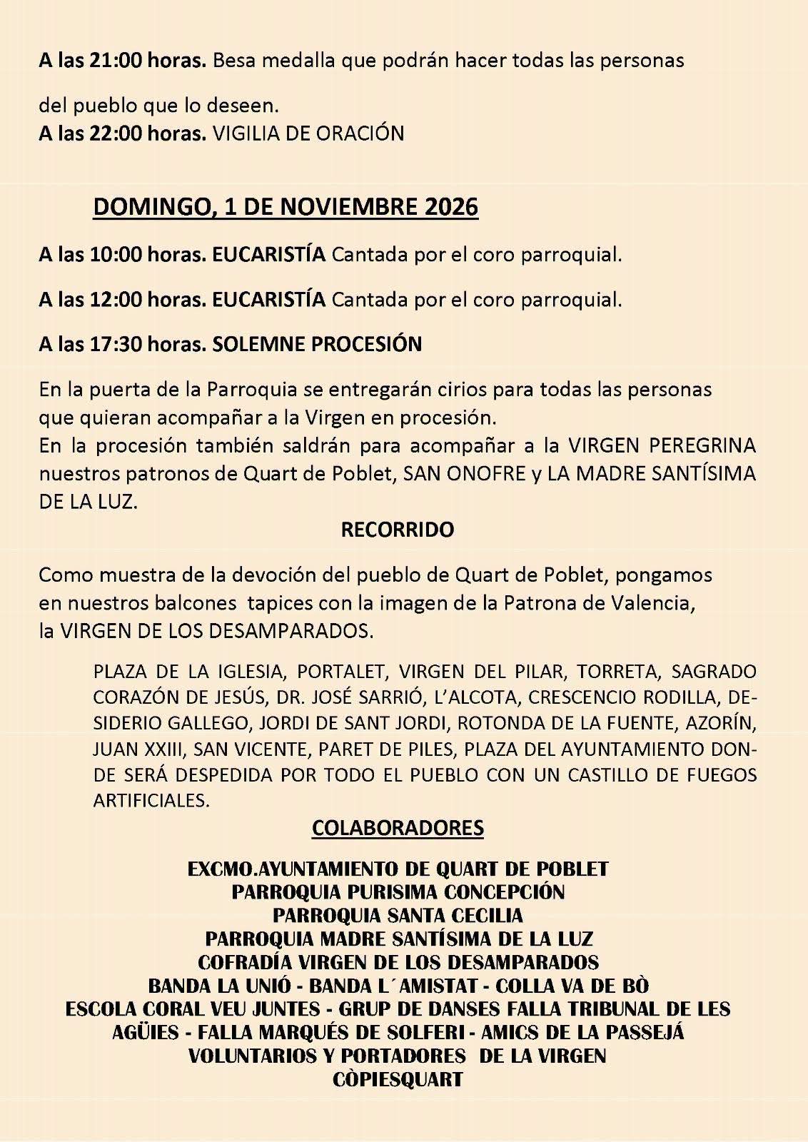 🔹Visita Virgen de los Desamparados a Quart de Poblet.