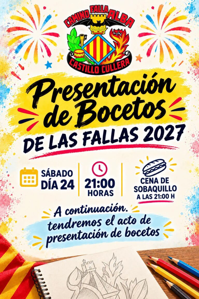 🎨 PRESENTACIÓN DE BOCETOS DE LAS FALLAS 2027, Falla Camino de Alba Castillo de Cullera.