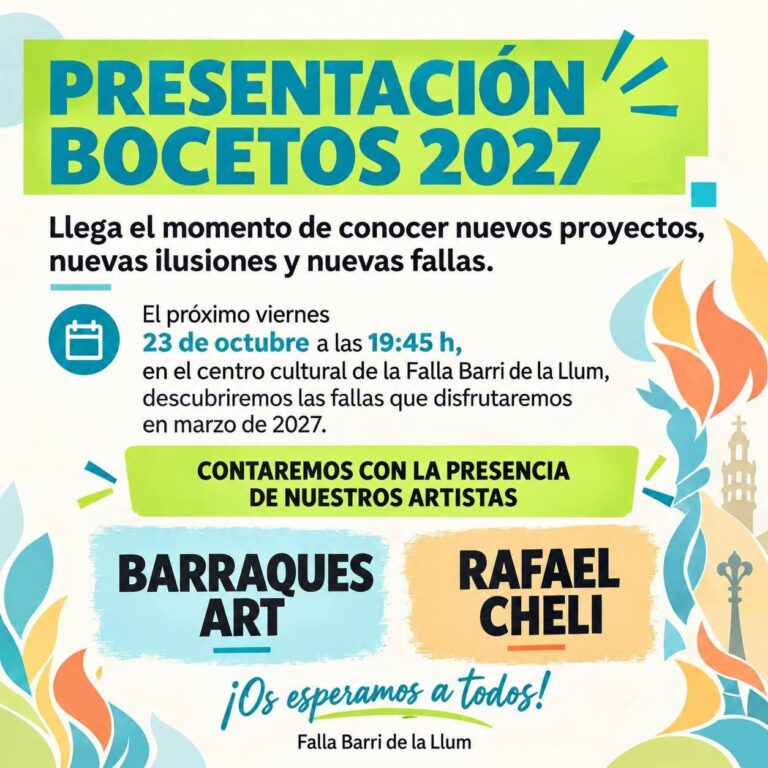 🎨 Presentació dels esbossos de les Falles 2027 de la Falla Barri de la Llum.