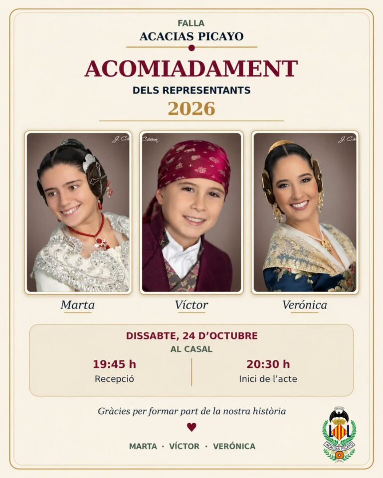 ✨ Despedida de nuestras Falleras Mayores y nuestro Presidente Infantil 2026, Falla Acacias Picayo.